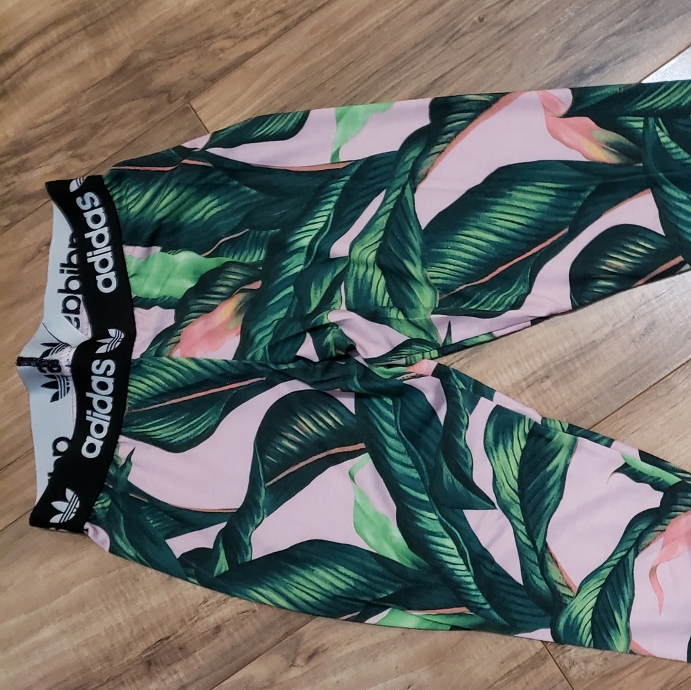 COPY - Adidas palm leaf green and pink leggings